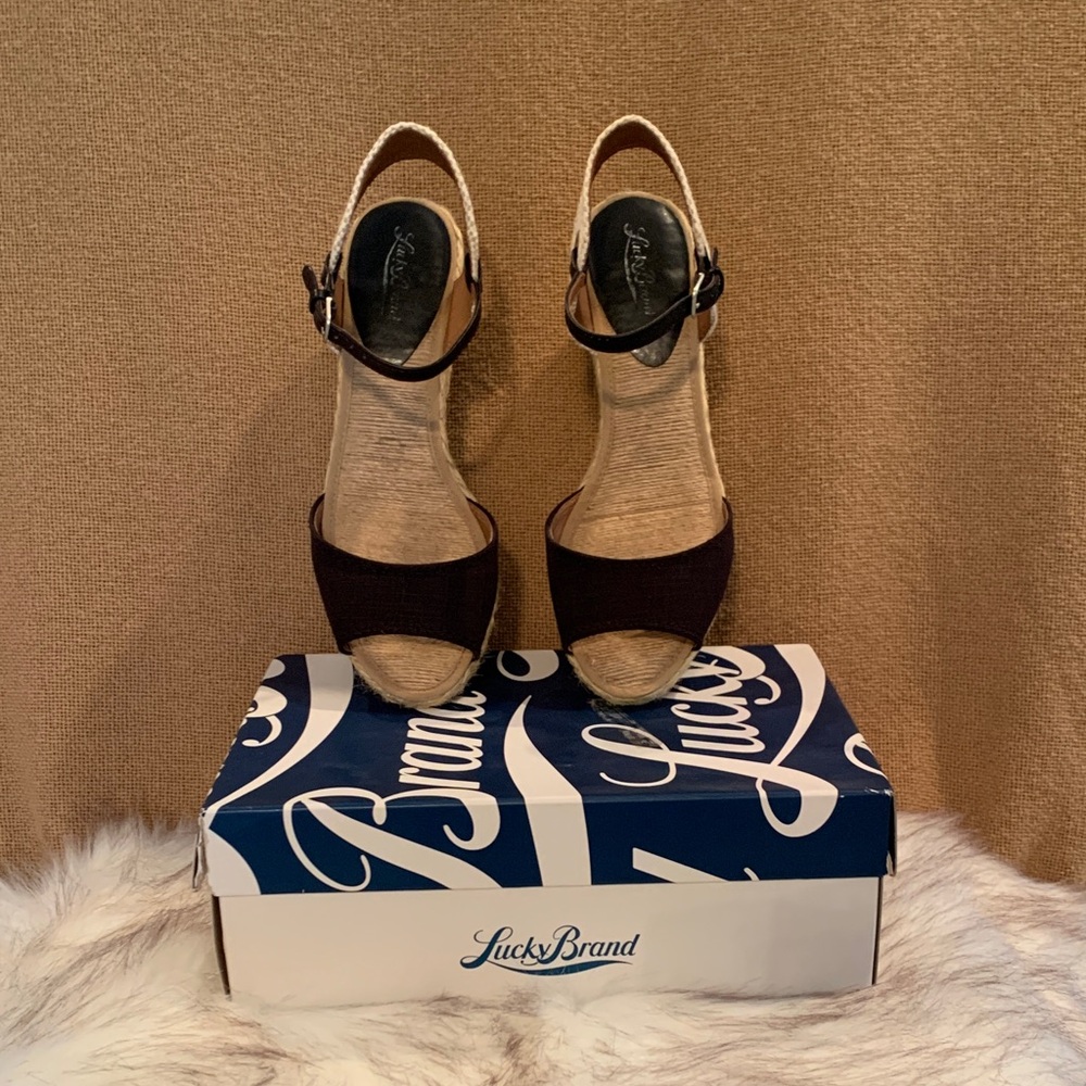 Lucky Brand Women's Black Espadrille Wedges